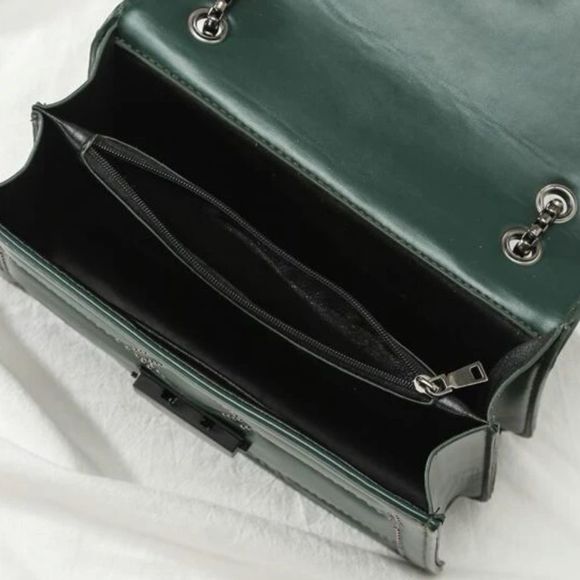 New Rocker Green Vegan Leather Studs Handbag Purse Inspired Trending - Picture 8 of 9